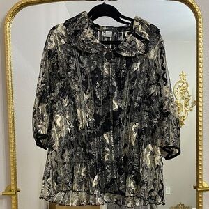 JM Collection Black and Cream Patterned Blouse